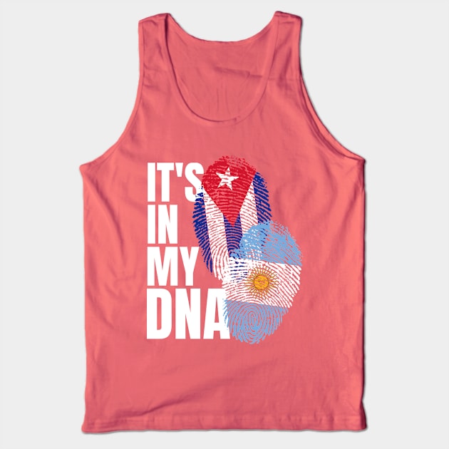 Argentinian And Cuban DNA Mix Flag Heritage Gift Tank Top by Just Rep It!!